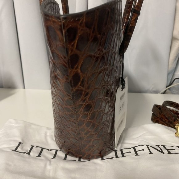Little Liffner Tulip Croc-Embossed Leather Tote small - Cognac - Picture 4 of 11